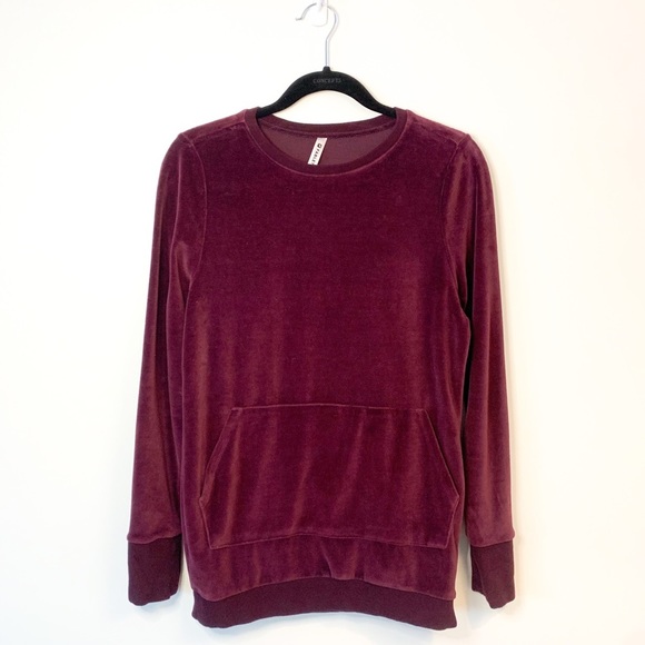 Fabletics Liane Velvet Dark Maroon Pullover Size XS - Picture 3 of 8